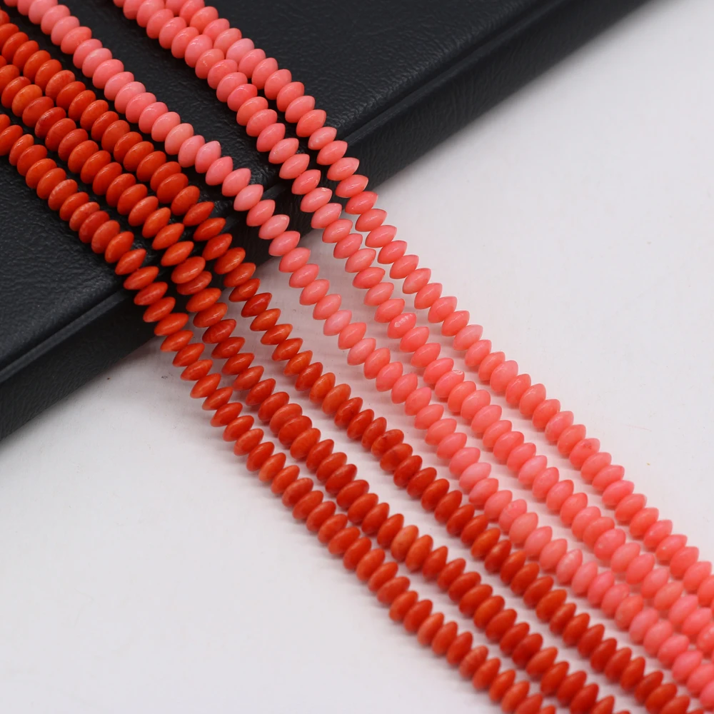 

Hot Sale Pink Red Abacus Shape Coral Strand Beads for Jewelry Making DIY Women Necklace Bracelet Accessories Size 3x5mm