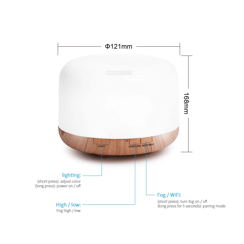 

Tuya Smart WiFi Humidifier 500ml Colorful APP Control Essential Oil Diffusion Atomization Diffuser Work With Alexa Google Home