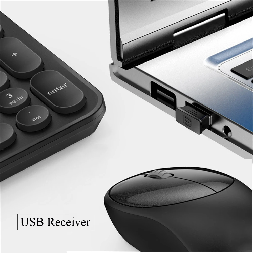 

Women Office Wirless Keyboard Mouse Combo Cute Pink Round Keycaps Keyboard 1600DPI Optical Mouse Suit for ASUS Acer HP Lenovo