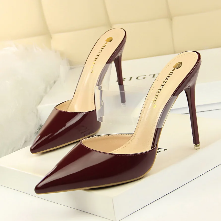 

Women Dress Shoes Mules High Heels Stiletto Sexy Shoes Women Pumps Extreme High Heel Slippers Party Shoes For Women Black Heels