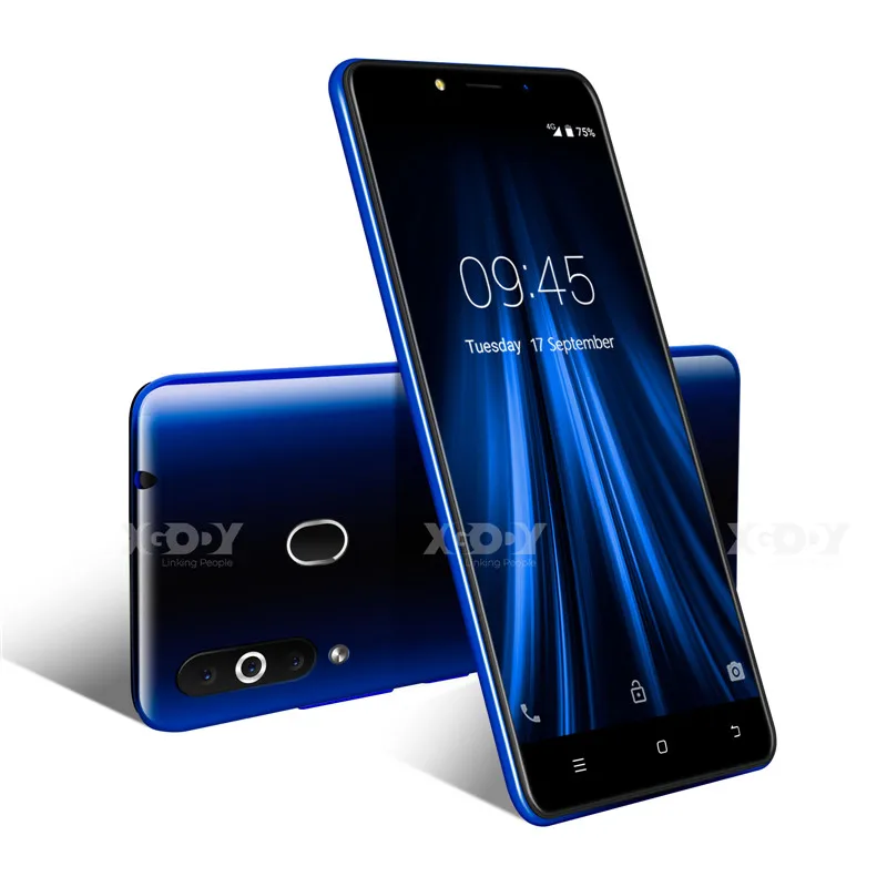 Мобильный телефон XGODY, 4G, отпечаток пальца, 2 ГБ, 16 ГБ, Android 6,0, смартфон, две sim-карты, 5,5 дюймов, 18:9, MTK6737, четыре ядра, 5 Мп, gps, мобильный телефон K20 Pro - Цвет: Blue