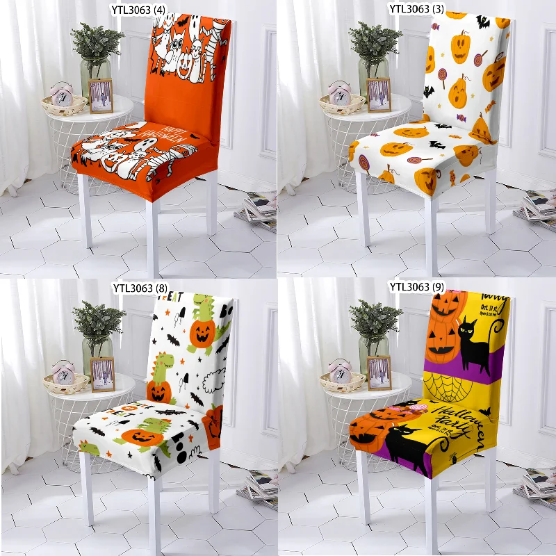 

Хэллоуин, мультфильм, тыква, обеденное кресло, искусственные Чехлы для столовой, офисные стулья, обеденный стул