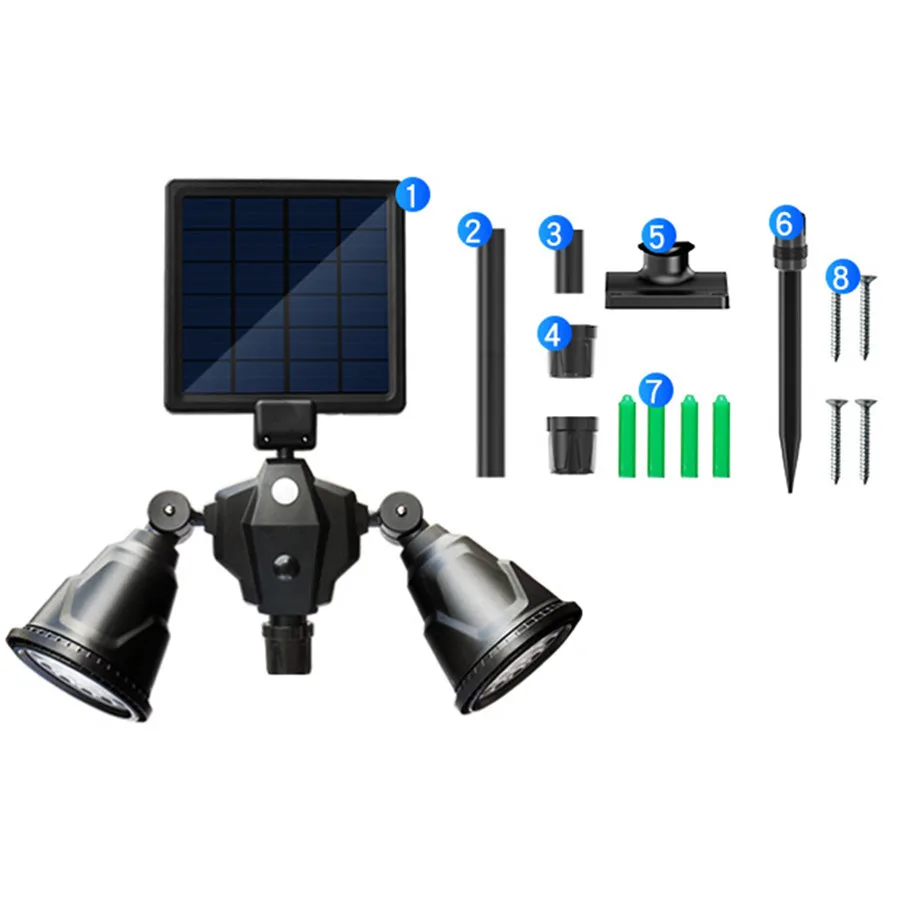 Thrisdar 36LED Открытый Солнечный Точечный светильник 2 головы датчик движения