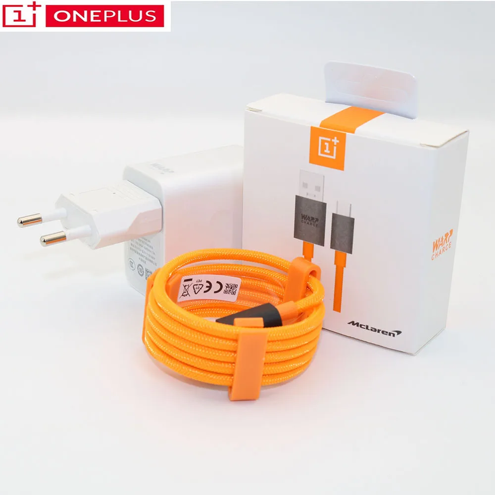 Оригинальное быстрое зарядное устройство One plus 7 Pro EU 5V6A Mclaren оранжевый кабель для