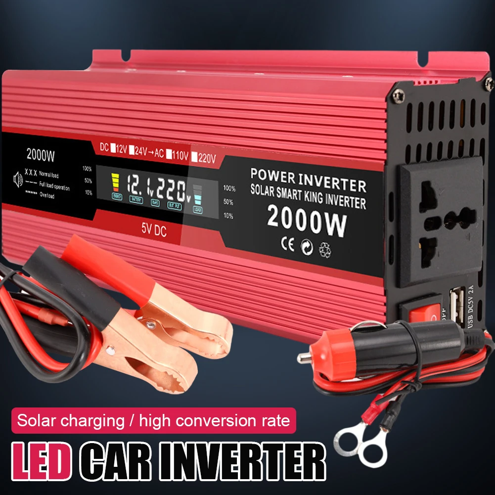 

500W/1200W power inverter Modified Sine Wave LCD display DC 12V to AC 220V Solar 2 USB Car Transformer Convert US Socket