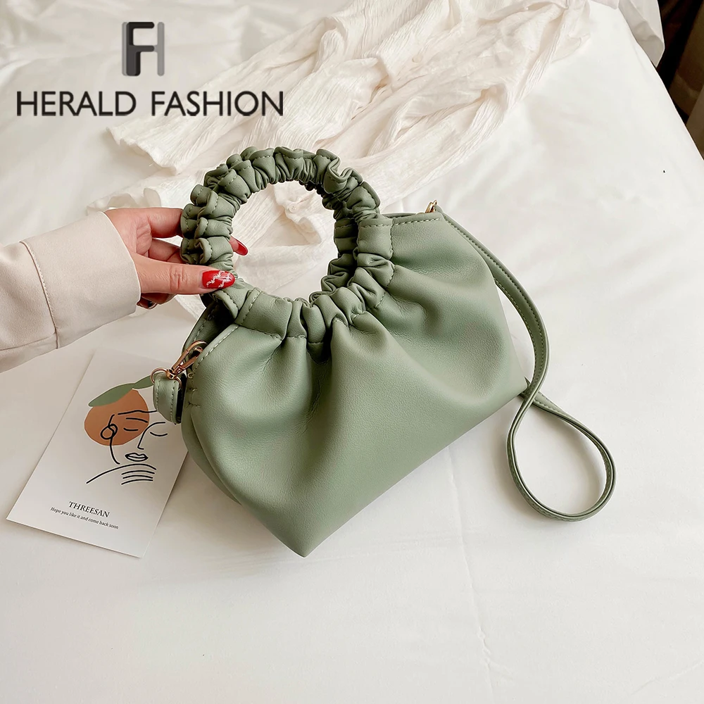 

Round Handle Solid Color PU Leather Small Totes For Women 2020 Fashion Summer Crossbody Shoulder Messenger Handbags Bolsa