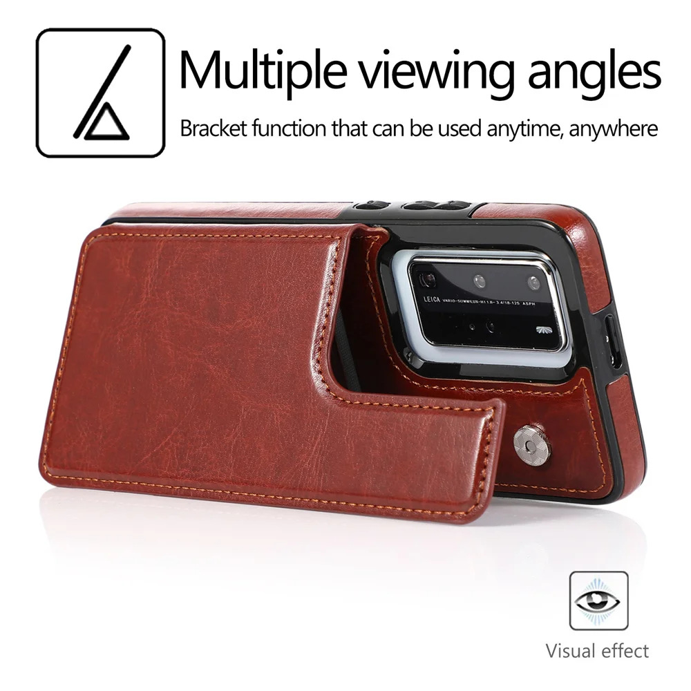 luxury leather card slot case for huawei p40 p30 mate 40 30 20 pro lite plus p40lite soft silicone stand holder phone bag cover free global shipping