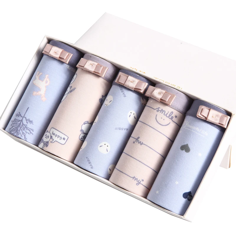 ZJX хлопковые трусики 5 шт./лот женские нижнее белье с сексуальным принтом бантом