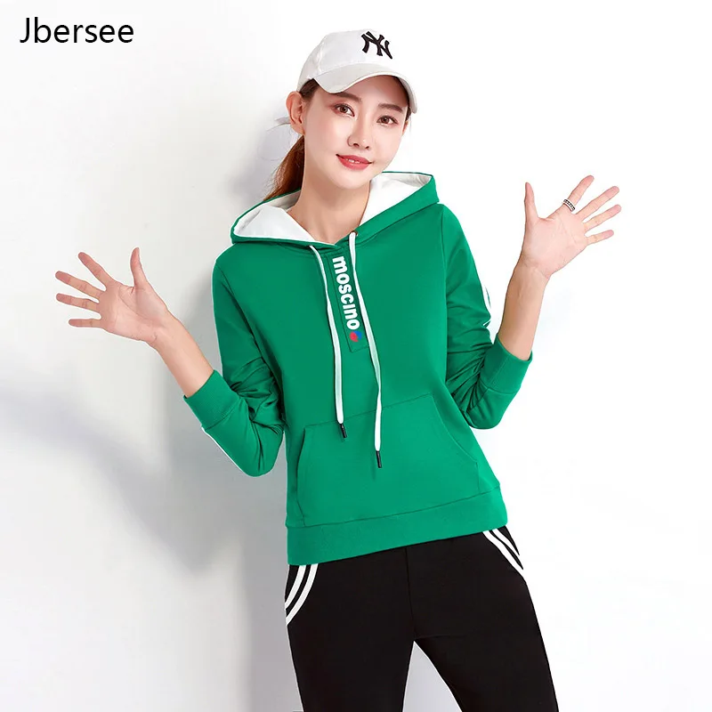 Женский спортивный костюм с капюшоном повседневный комплект из двух предметов