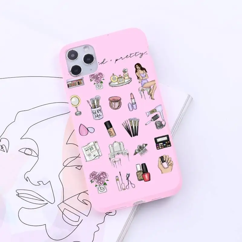 

Fashion girl Personalized sticker style Phone Case Candy Color for iPhone 6 7 8 11 12 s mini pro X XS XR MAX Plus