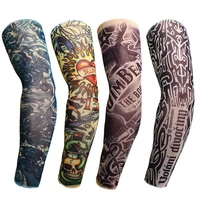 outdoor arm warmer cycling sleeves 3d tattoo printed uv protection fake running arm skin proteive nylon tattoo sleeves stockings