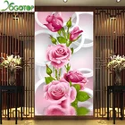 Алмазная мозаика сделай сам, картина с большими розовыми розами, квадратная круглая вышивка, вертикальный декор, YY4526