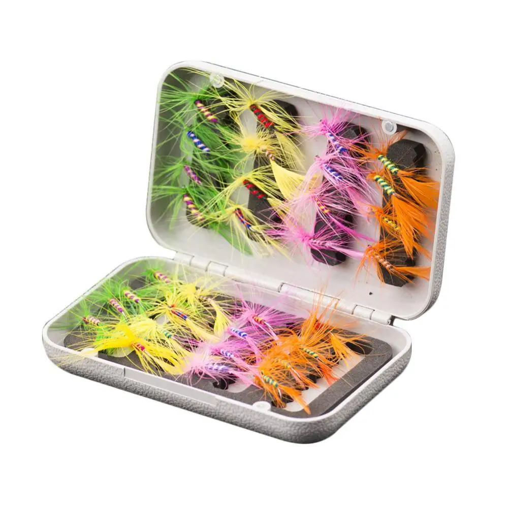 

45% Discounts Hot! 32Pcs Various Dry Flies Fishing Tackle Trout Salmon Lure Baits with Hook Box