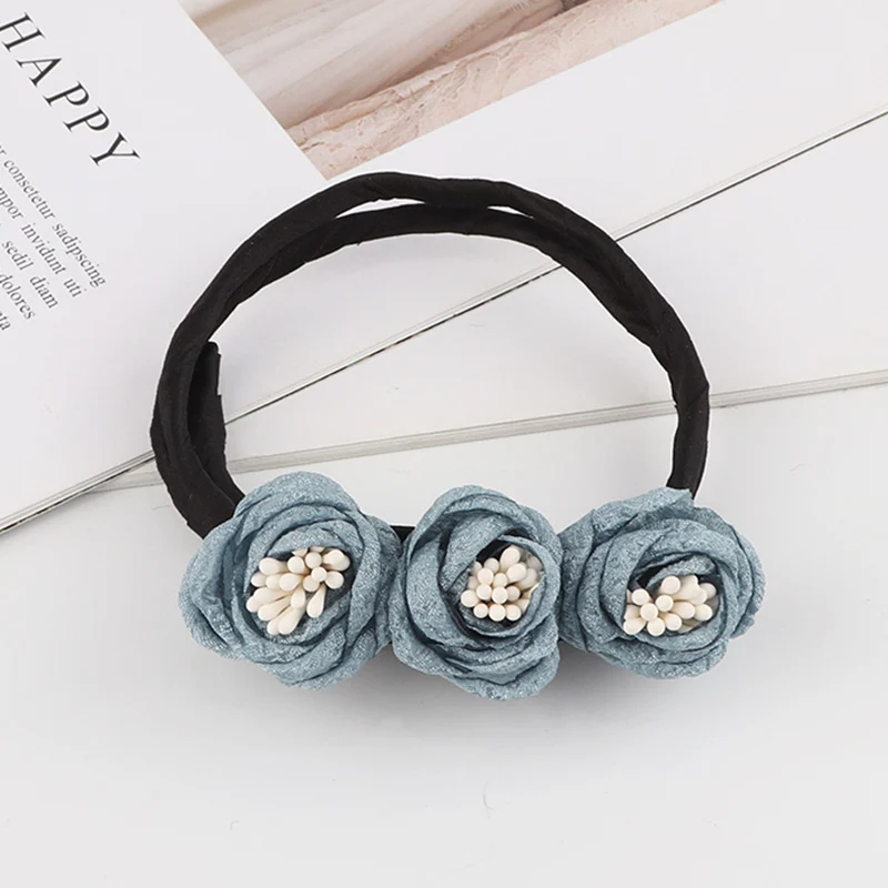 Style 3 Blue Для женщин дикий ободок для волос с цветами и жемчугом Магия валик для волос с бантом Кормушка Для DIY прическа; повязка для волос; делая инструменты аксессуары для волос - Цвет: Style 3 Blue