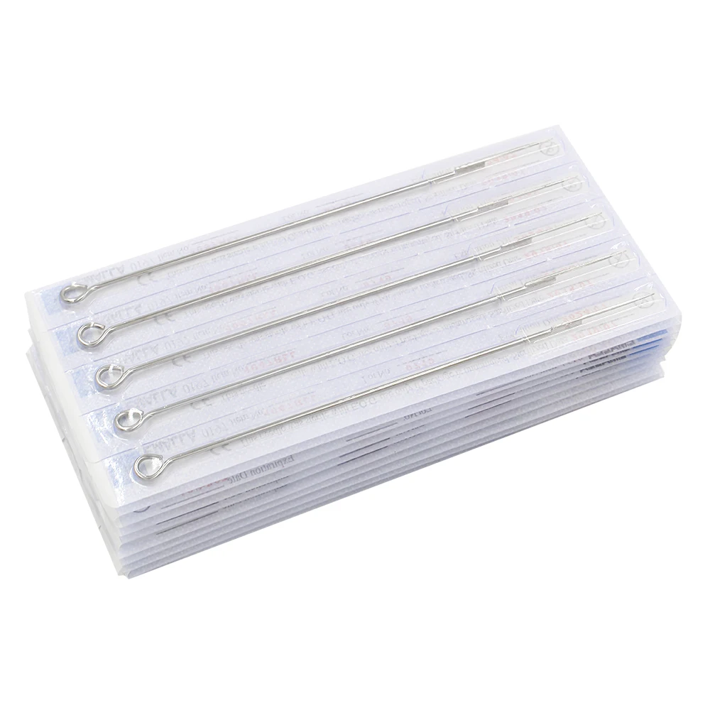 Стерилизованные тату-иглы 9RL 50 шт. 0 35 мм круглые иглы для тату-машинки бесплатная