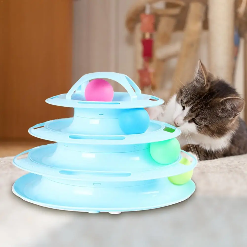 4 Levels Tracks Cat Toys Interactive Moving Balls Tower Track Non-Slip Sponge Pad Turntable Toy Accessories Supplies | Дом и сад