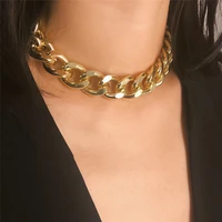 hocole punk gold silver choker necklace for women men miami cuban hip hop thick chain european america necklace female jewelry