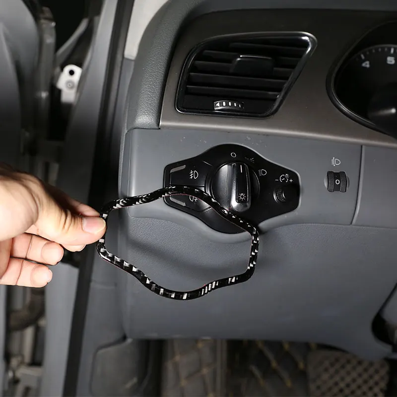 

1Pcs Real Carbon Fiber Car Inner Headlight Switch Panel Decorative Frame Accessories Sticker For Audi A4L / A5 2009-2016