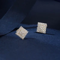 new hot design fashion gold color square stud earrings luxury elegant crystal rhinestone earrings wedding earrings for women