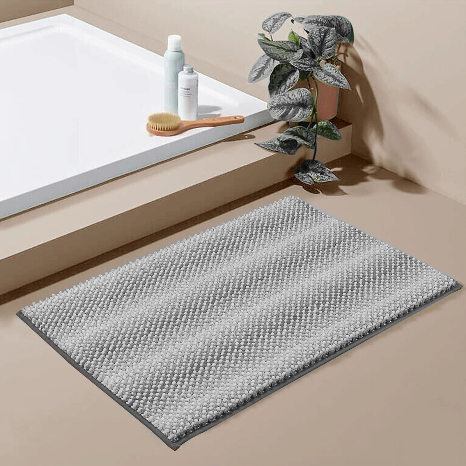 

Chenille Bathroom Rugs Non Slip Gradient Bath Mat Super Soft and Water Absorbent Machine Washable Plush Carpet DNJ998