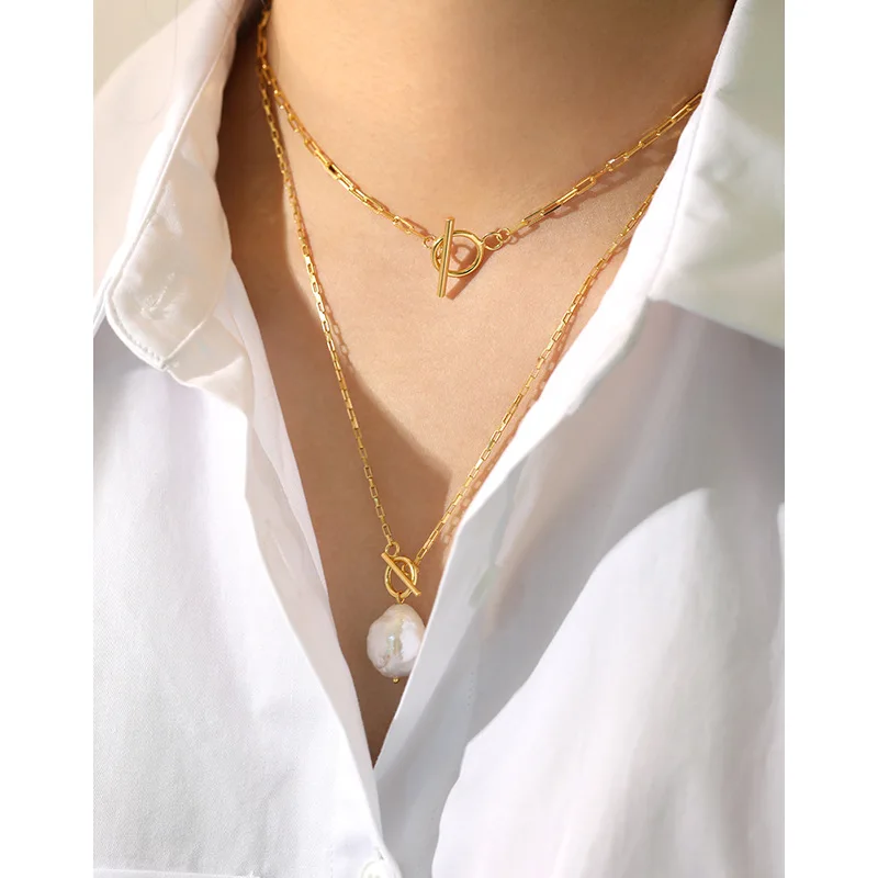 

3UMeter New Creative S925 Sterling Silver Necklace Niche Design Personality OT Buckle Chain Necklace Female Clavicle Necklace