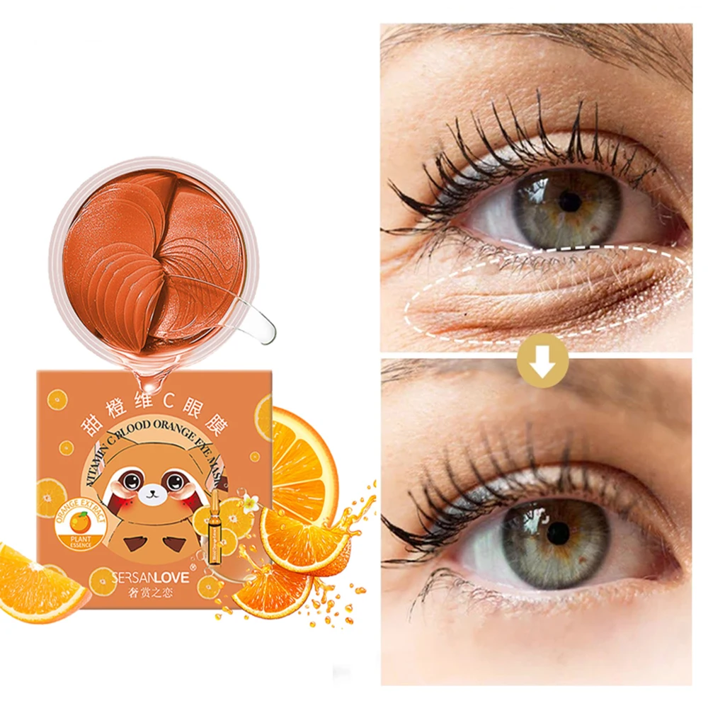60Pcs Vitamin C Eye Mask Crystal Collagen Eye Patches Hyaluronic Acid Anti wrinkle Whiten Eye Skin Care Firm Anti Aging Eye Pads
