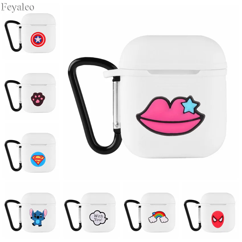 3D милый мультяшный узор чехол для наушников силиконовые чехлы Apple Airpods с защитой
