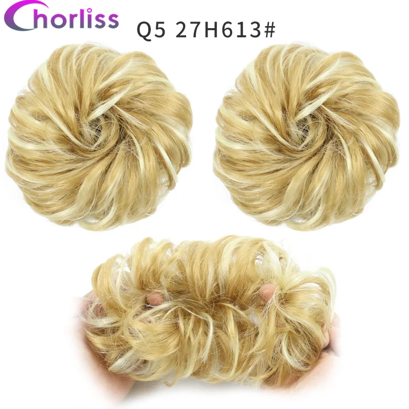 Синтетические кудрявые резинки для волос шиньон для женщин Chorliss Hair wrap Rope головной убор натуральный блонд коричневый поддельные волосы булочки аксессуары - Цвет: 27H613