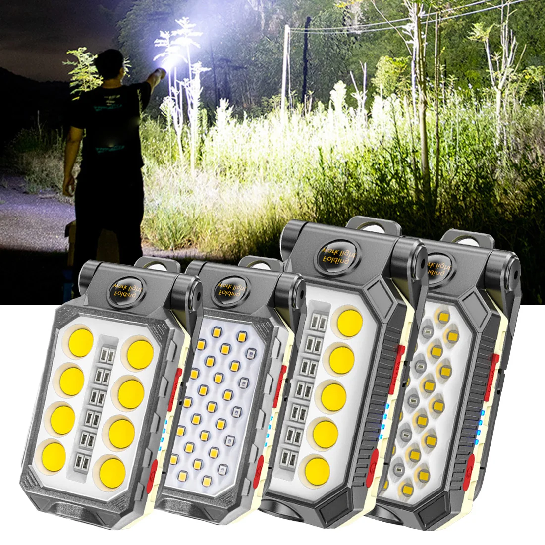

Multifunctional COB Light USB Rechargeable LED Flashlight 180 Degree Adjustable Portable Bottom Magnet for Camping/Auto Repair