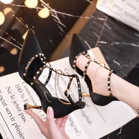 summer shoes 5cm and 7cm women high heels sandals 2020 open toe one word buckle thick heel chaussures femmes sandales femme