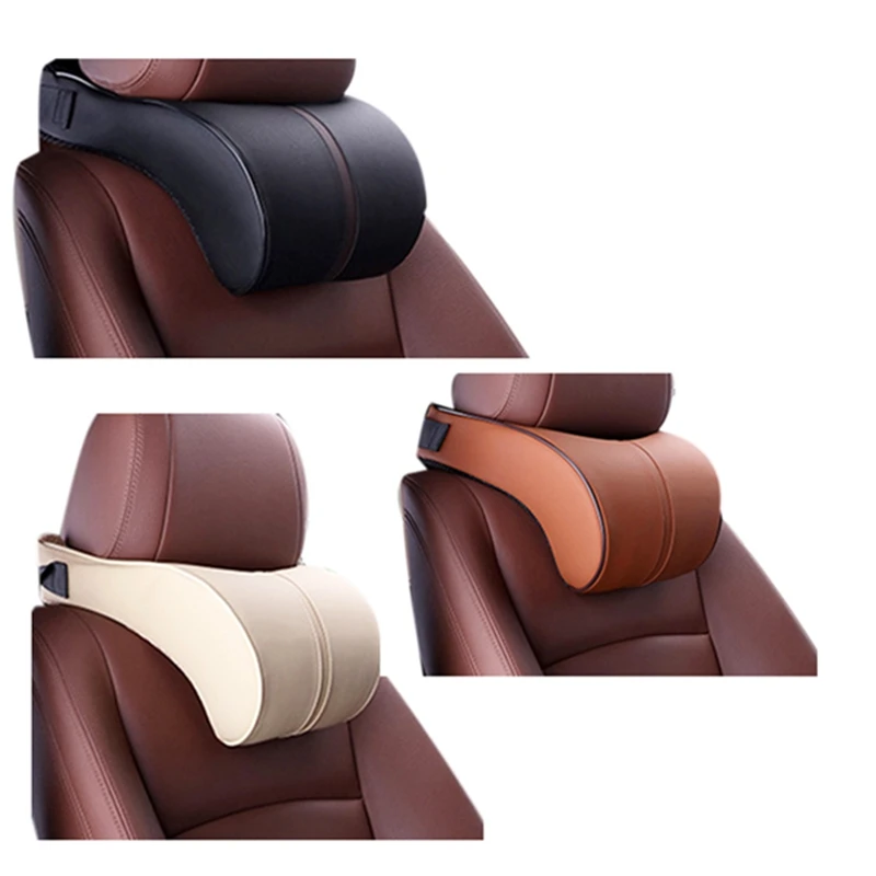 

Leather Auto Car Neck Pillow Memory Foam Pillows Neck Rest Seat Headrest Cushion Pad