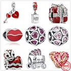 Подлинные искусственные серебряные бусины в форме сердца и губ