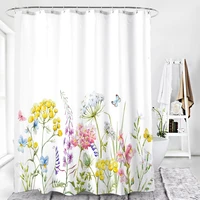 colorful flower waterproof shower curtain set with 12 hooks bathroom curtains polyester fabric bath mildew proof for home decor
