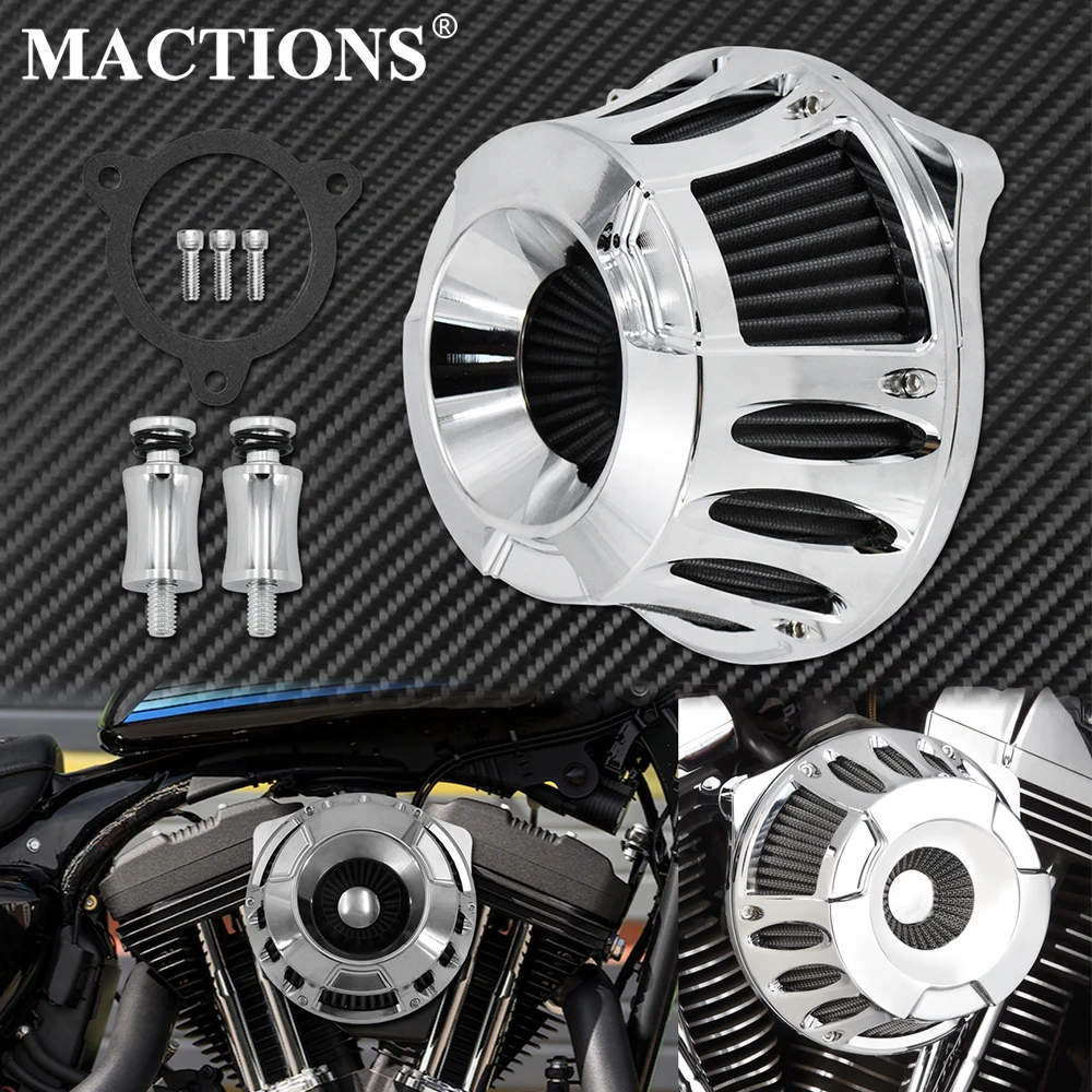 

Motorcycle Air Cleaner Filter Chrome CNC Aluminum For Harley Touring Twin Cam Softail Dyna FLSTNSE Sportster XL883 1200 FXDLS M8