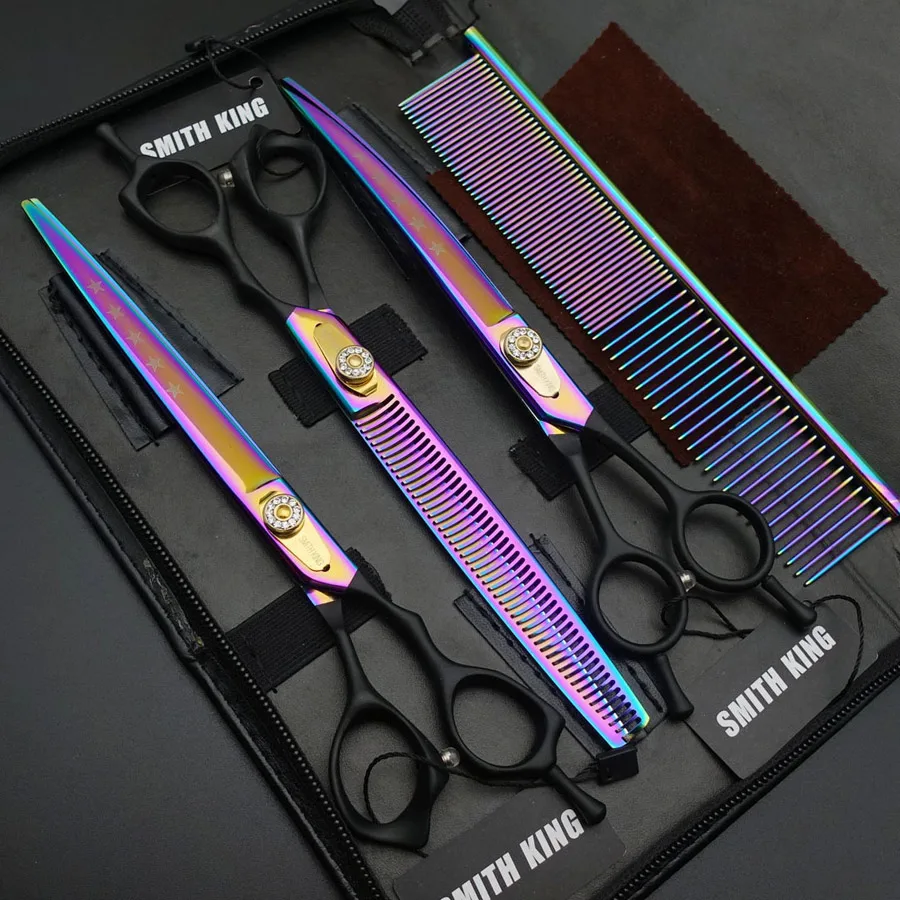 8 дюймов профессиональные ножницы для ухода за домашними животными, SMITH KING 8〞резка/прямые ножницы/филировщики/изогнутые ножницы 440C высокое качество решетки