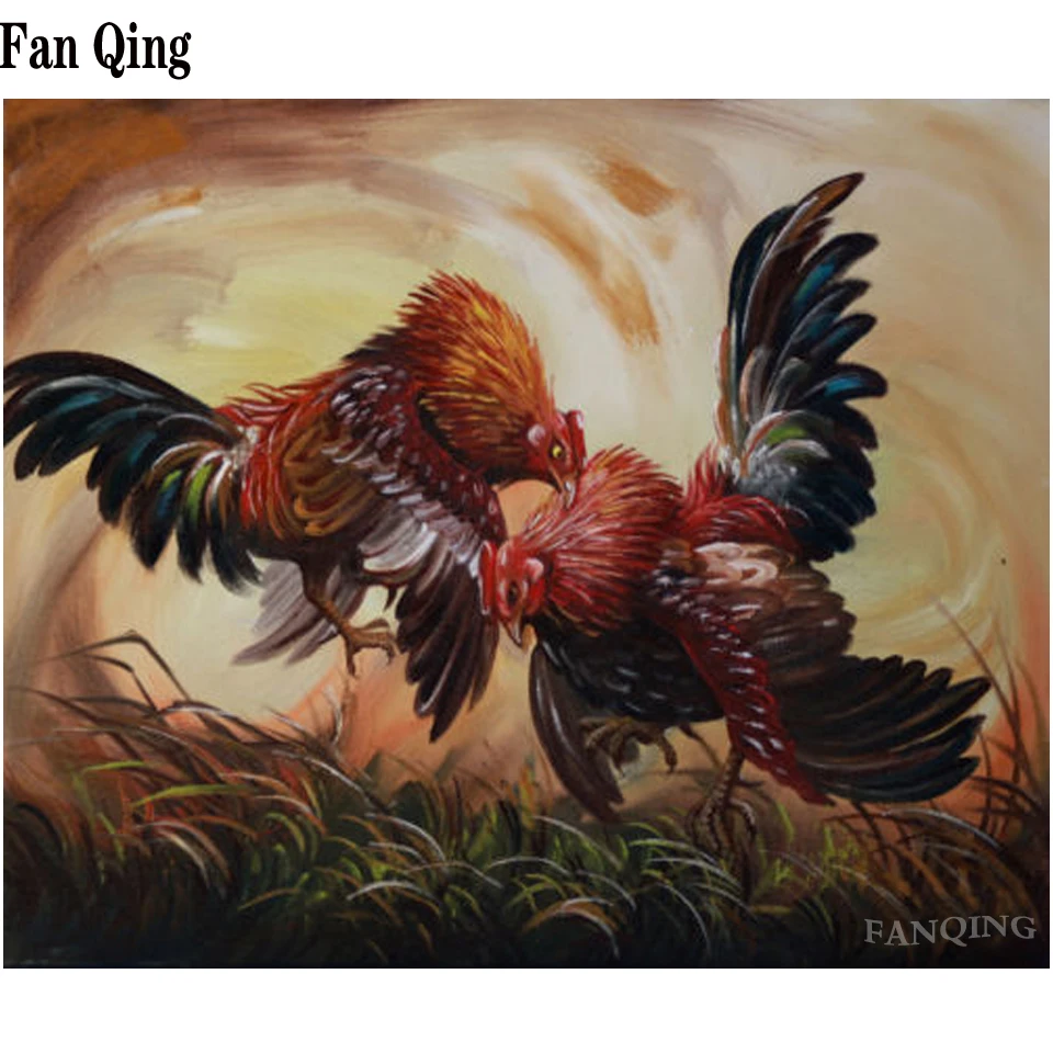 

5D DIY Full Drill Diamond Painting Two roosters fighting Cross Stitch Square/round diamond Embroidery Rhinestones painting