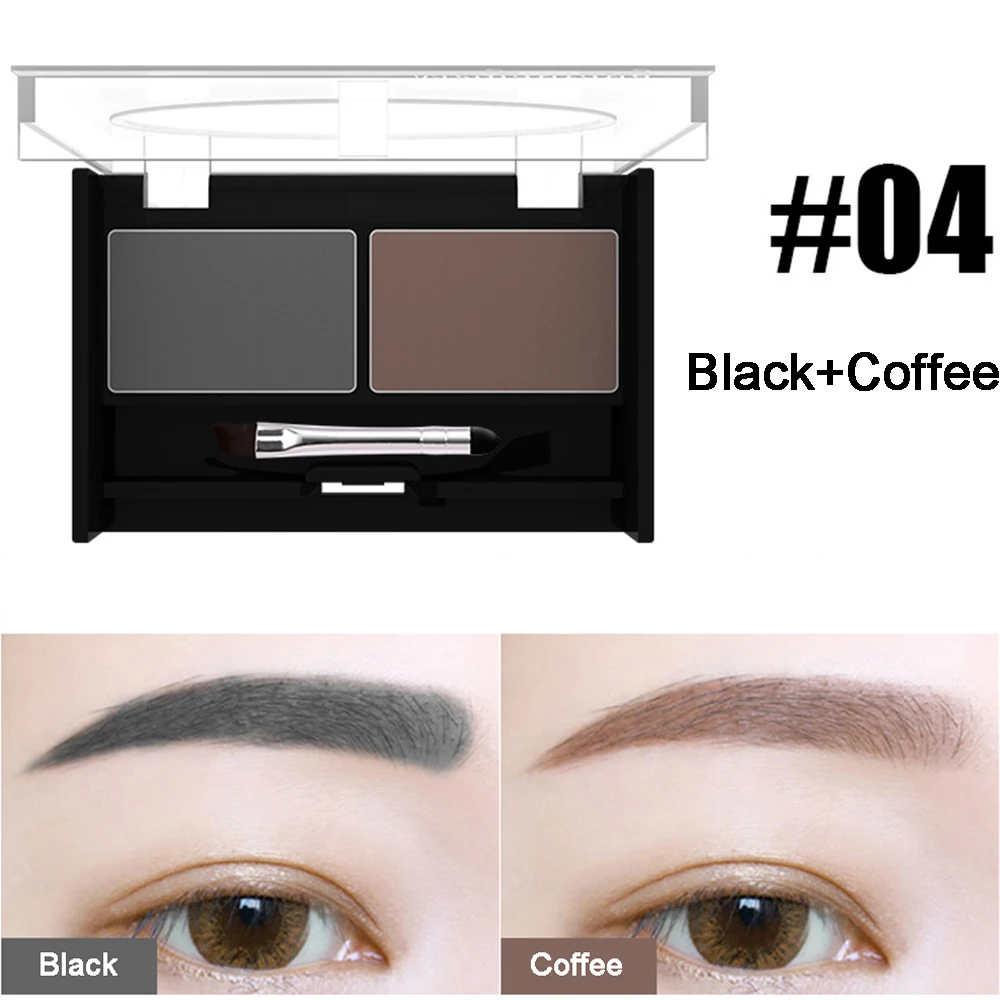 Женские тени для век и торта 2 цвета водостойкая пудра бровей палитра + кисть