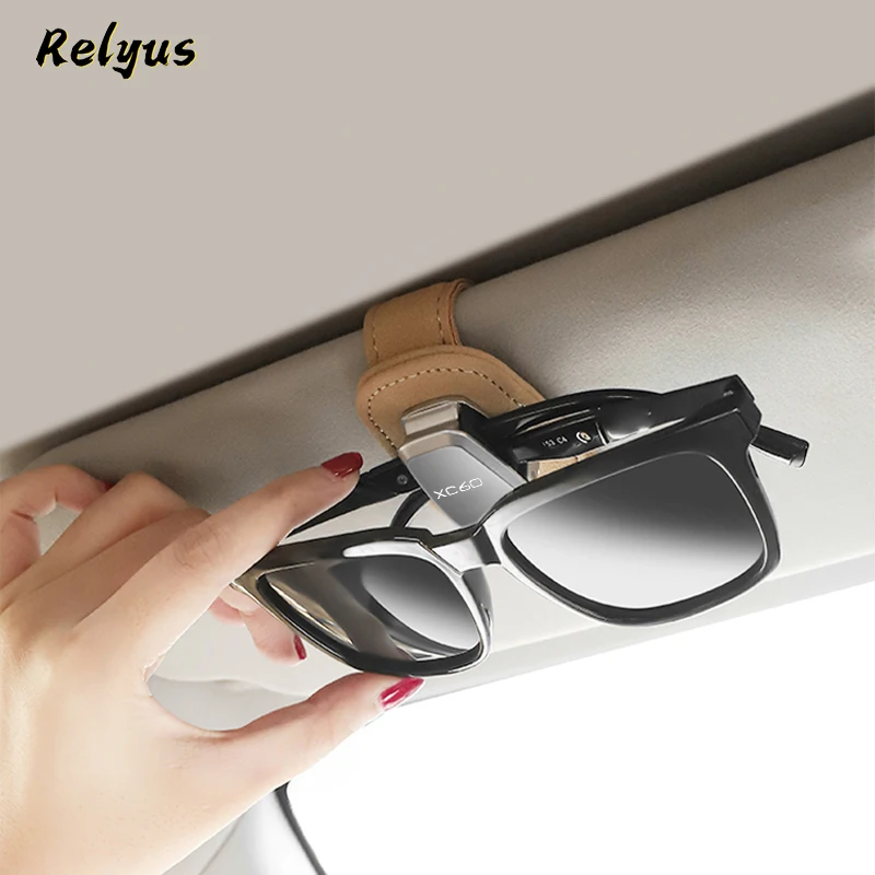 

Suede Car Sun Visor Sunglasses Holder Eyeglass Holder Glasses Storage Ticket Card Clip For Volvo XC60 Car Accessories