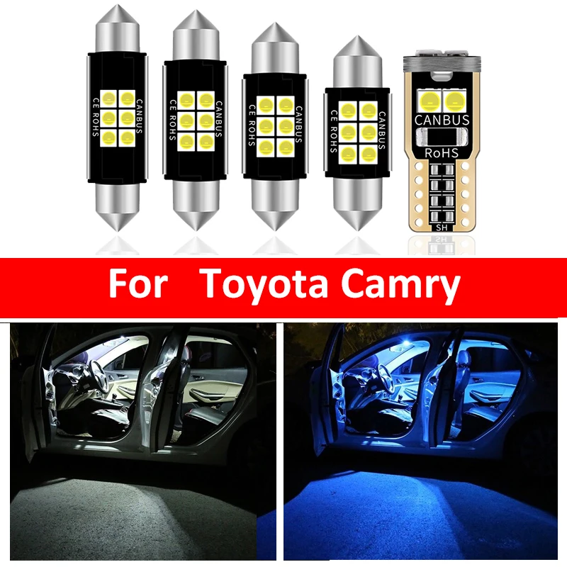10Pcs Car White Interior LED Light Bulbs Package Kit For 2007-2013 Toyota Camry T10 31MM Map Dome Trunk Lamp Iceblue | Автомобили и