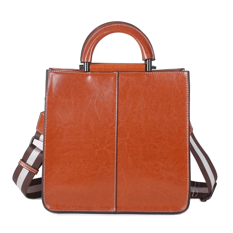 

2021 New Female Stitching Fashion LeatherShoulder Bag Simple Portable Large-capacity Cowhide Messenger Bag Satchels