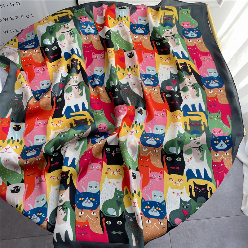 

2021 Silk Scarf for Women Design Print Square Neck Small Scarves Foulard Hairband Pashmina Shawl Wrap Bandana Female New