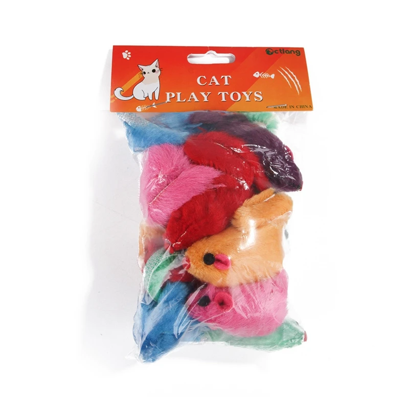 

12pcs/lot Colorful Interactive Cat Toy Soft Plush Mouse Toy for Cats Puppy Toys Pet Products