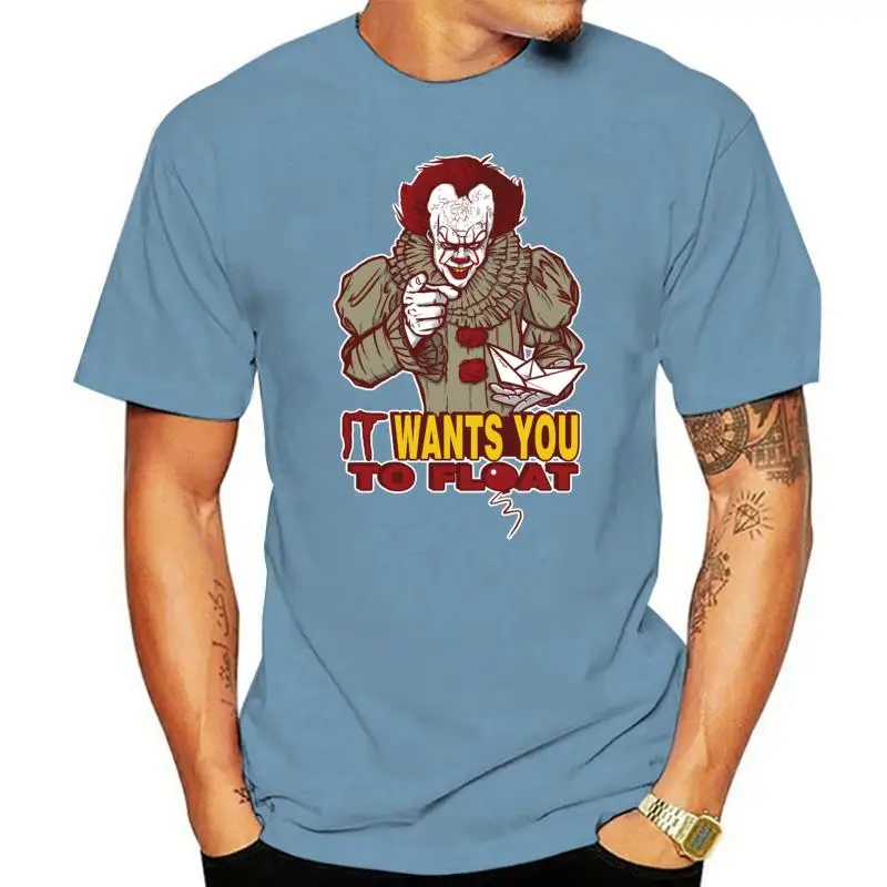 

Повседневная футболка с надписью It Want You to футболка «Float» Stephen King's it с фильмом ужасов, футболка клоуна на Хэллоуин, Мужская футболка с круглым ...