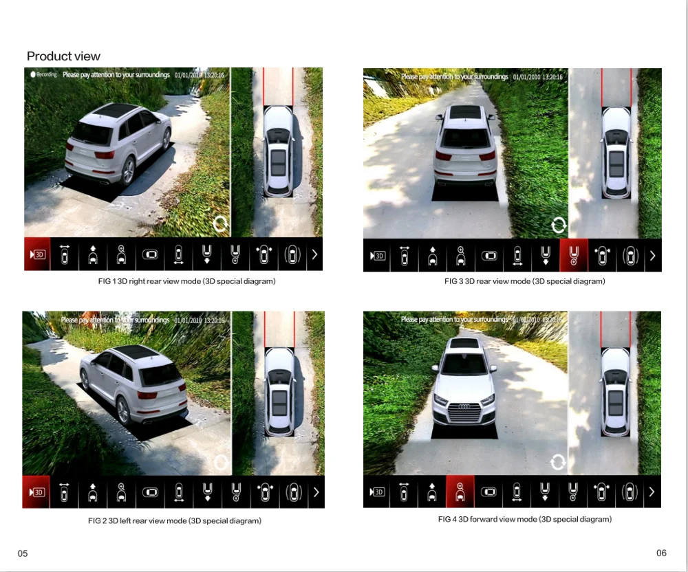 3D 1080P 360 T5 градусов Система обзора птицы 4 камеры панорамная Автомобильная запись