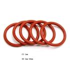 Силиконовое уплотнительное кольцо 1 мм, резиновая шайба пищевого класса, красное уплотнительное кольцо OD 5 мм-46 мм CS 1 мм