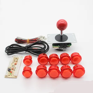 Аркадная игра DIY набор запчастей для ПК Mame Raspberry Pi Ретро пирог 5Pin 8 way копия SANWA Джойстик прозрачный без светодиодный Да 30 мм 24 мм кнопки