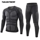 Зимнее мужское спортивное термобелье, костюм из флиса, теплое дышащее нижнее белье для улицы, набор, мужские эластичные быстросохнущие подштанники MJ200