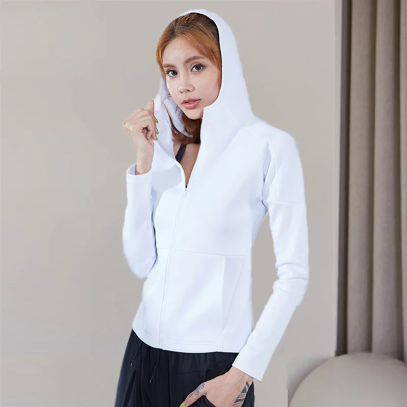 

Women's zip sports jacket, gym Hoodie, yoga, home training, side pocket coat