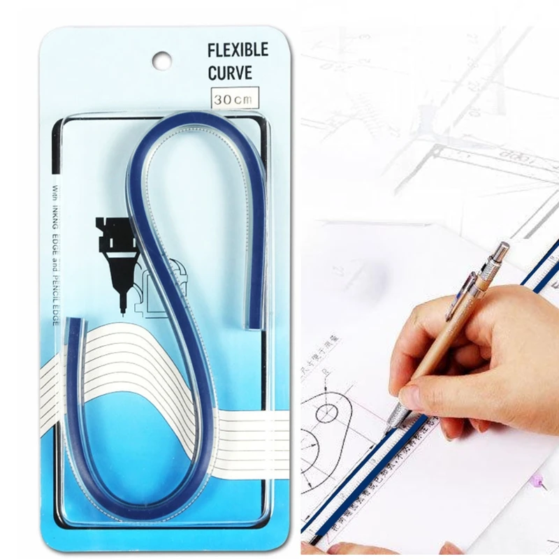 

1pcs Flexible Curve Ruler Drafting Drawing Tool Serpentine Plastic School office supplies 30cm 40cm 50cm 60cm