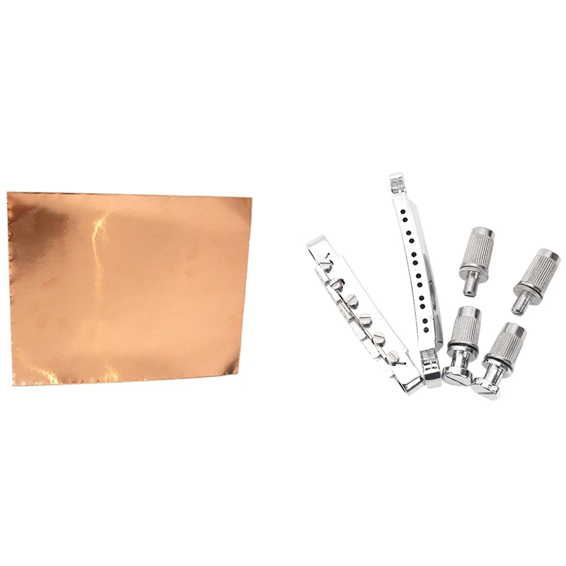 

1 Pcs Self-Adhesive Guitar Copper Shielding Foil Tape & 1 Set 12 String Tailpiece and Bridge Kit Set